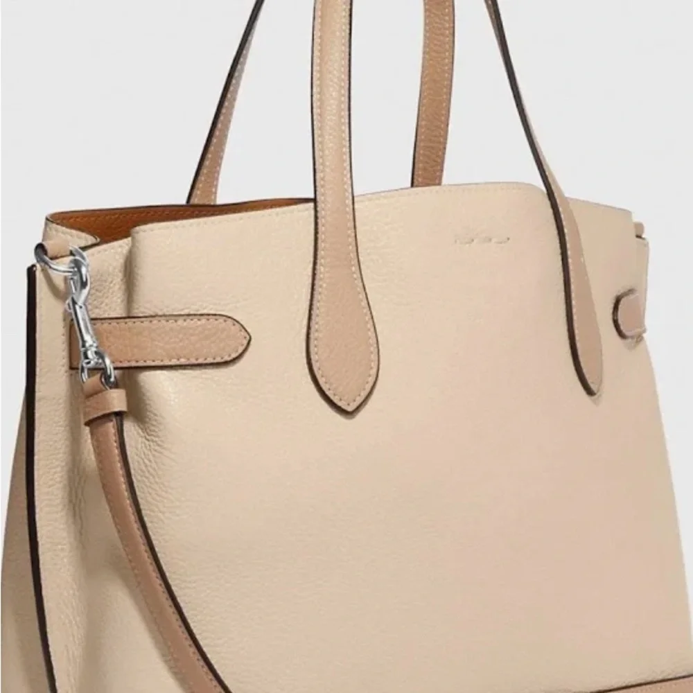NWT Coach Hanna Carryall Pebble Leather Beige Leather Tote Bag